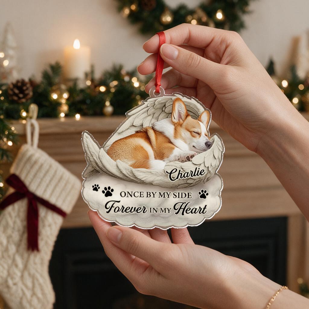 Custom Photo Upload Acrylic Ornament with Angel Wings 7F3LE