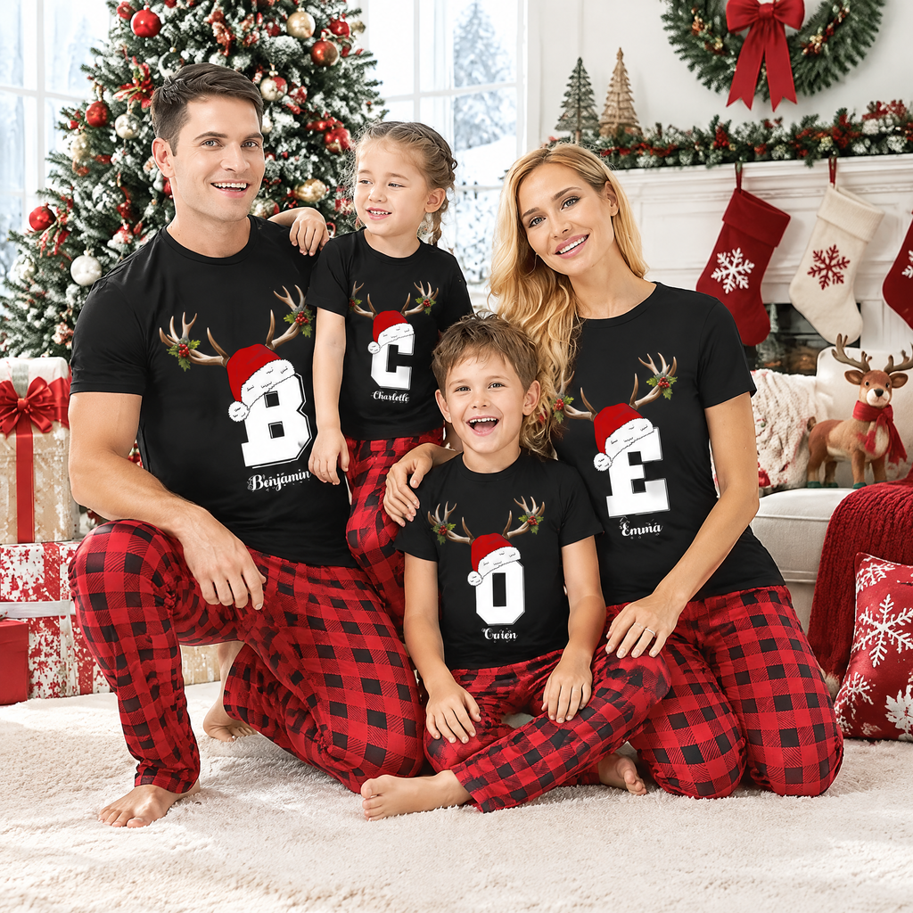 Custom Name Monogrammed Christmas T-shirt Personalized Gift F68G2