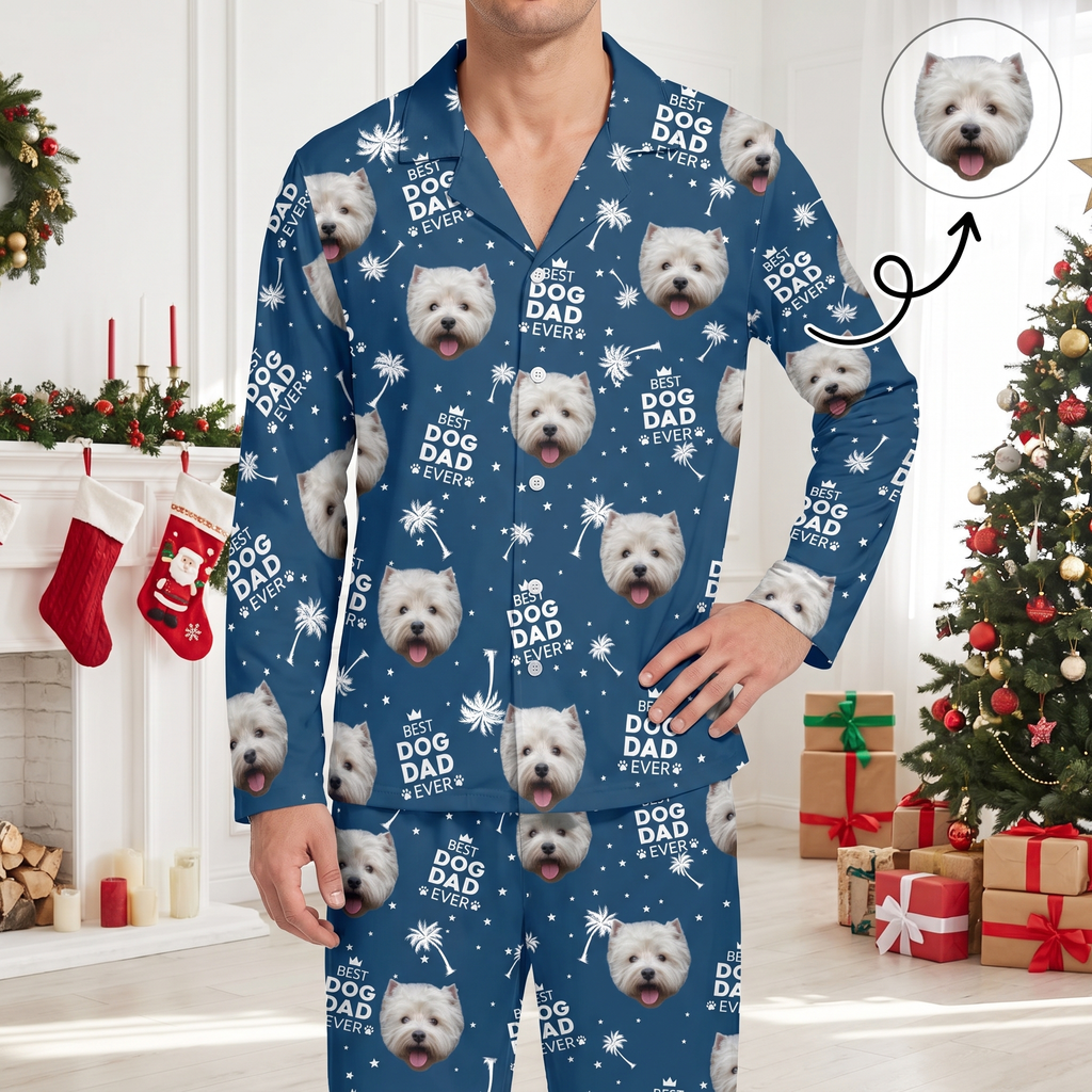 Custom Photo Upload Pajama Set Best Dog Dad Ever CNCZ9