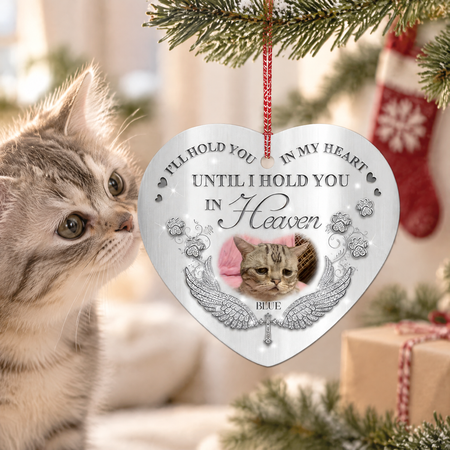 Custom Photo Upload Acrylic Ornament with Angel Wings & Hearts T77C5