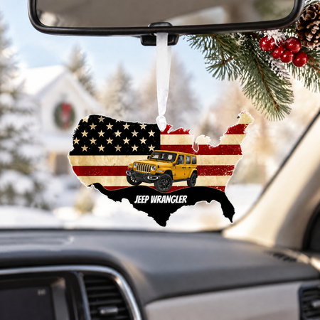 Custom Photo Acrylic Ornament with USA Map & Chevelle Car L7XHY