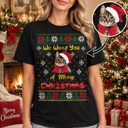 Custom Photo Upload T-Shirt We Woof You A Merry Christmas MZ5NS