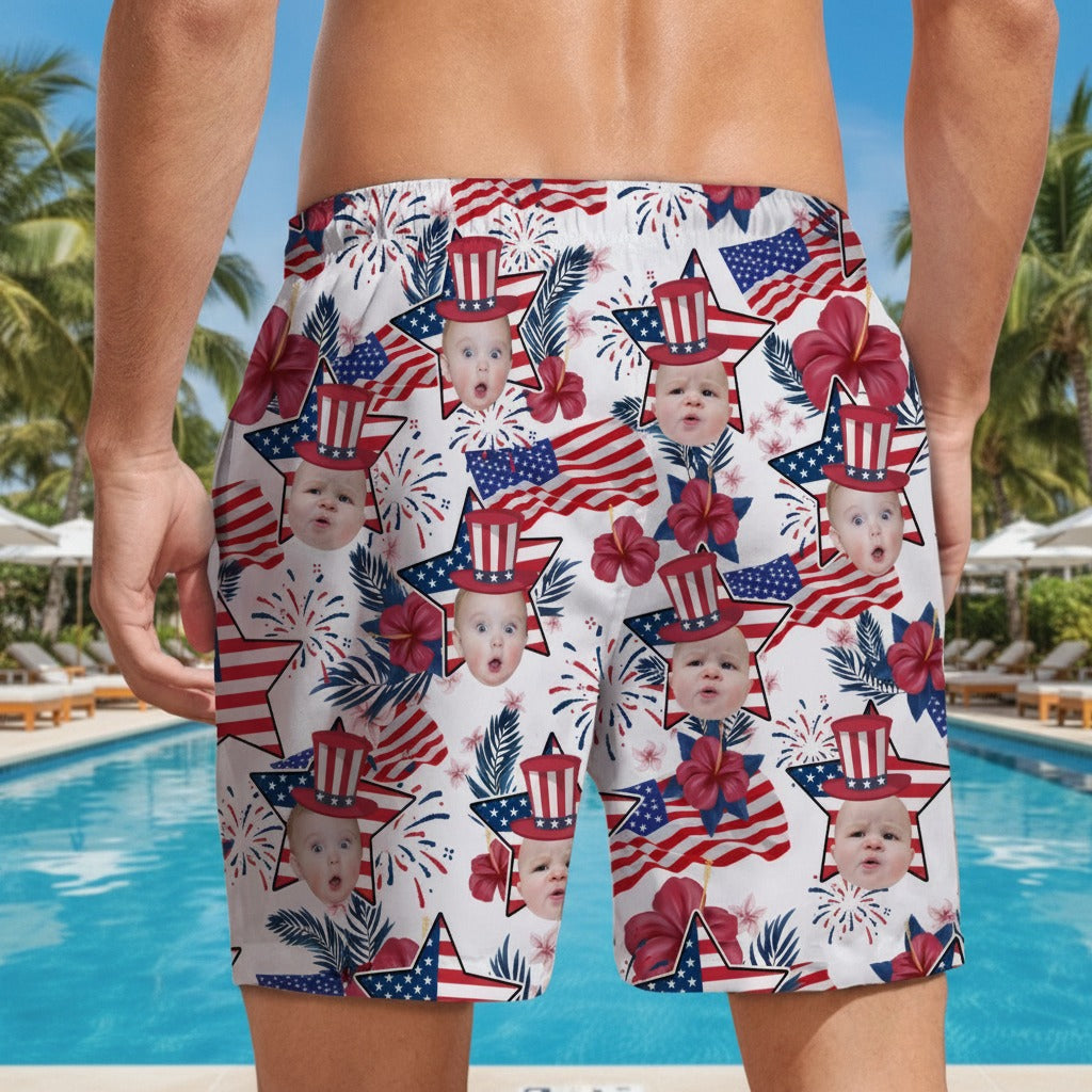 Custom Photo US Flag Hawaii Beach Short 3FLB7