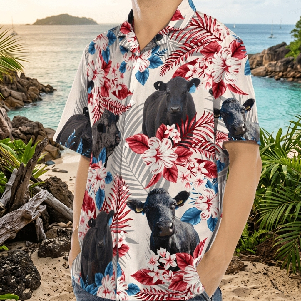 Cow American Flag Hawaiian Shirt, Upload Photo