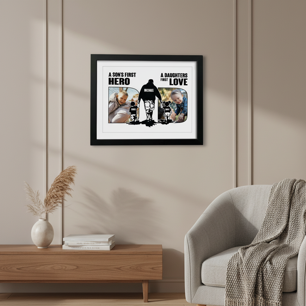 Custom Photo A Sons First Hero A Daughters First Love Picture Frame NKDJO
