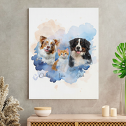 Custom Pet Photo Watercolor Background Poster Canvas Picture Frame Personalized 16J7R