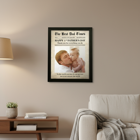 Custom Photo First Father'S Day Newspaper Picture Frame Lm32 S2JL6