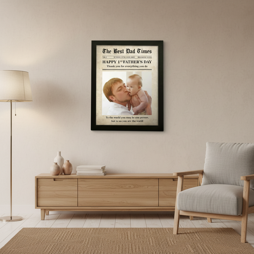 Custom Photo First Father'S Day Newspaper Picture Frame Lm32 JY2MT