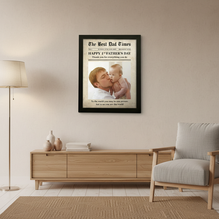 Custom Photo First Father'S Day Newspaper Picture Frame Lm32 JY2MT