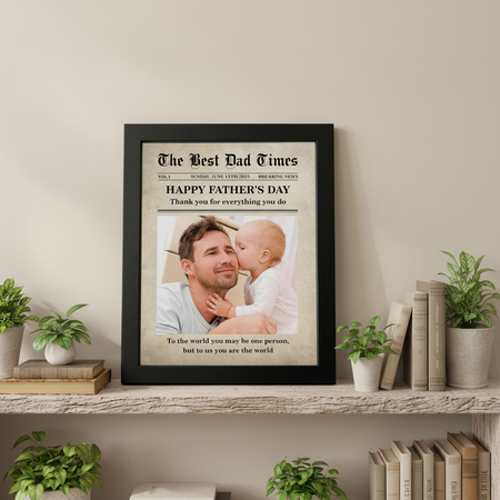 Custom Photo First Father'S Day Newspaper Picture Frame Lm32 JY2MT
