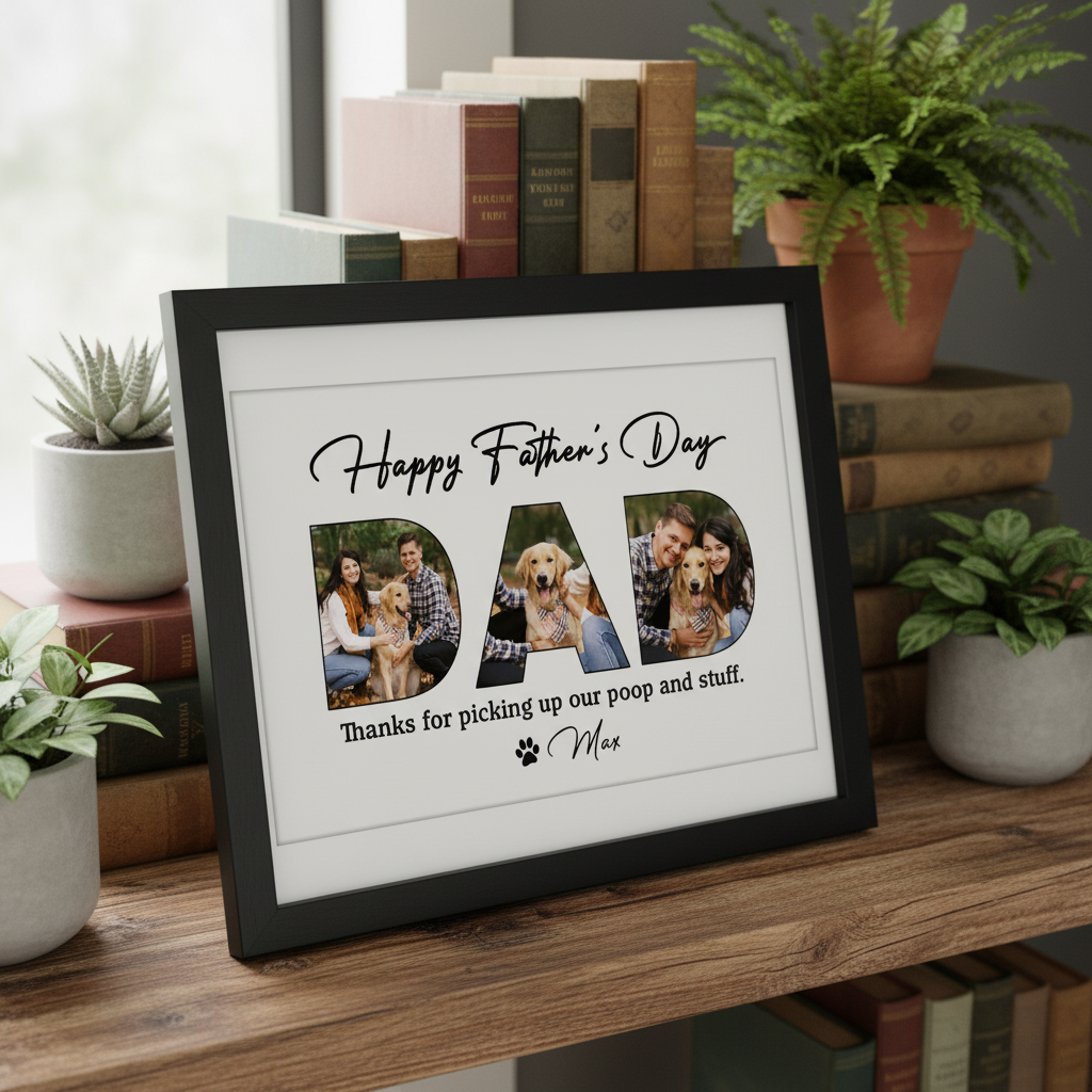 Happy Father'S Day, Dog Picture Frame, OS2IK