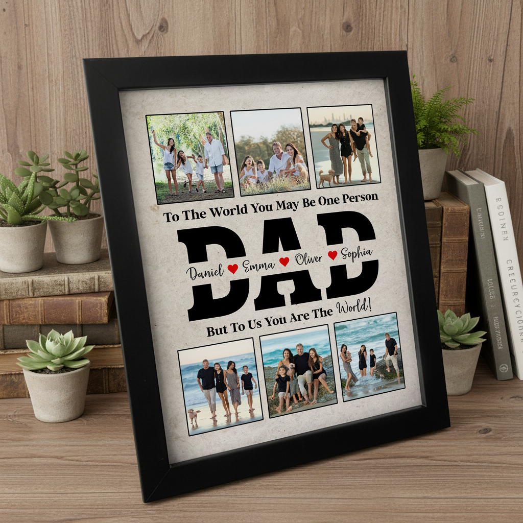 Custom Photo To Me You Are The World Picture Frame Father'S Day Gift Ha75 X58S1
