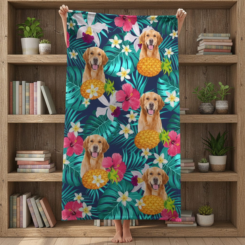 Custom Photo Tropical Style Dog Beach Towel MV2S9