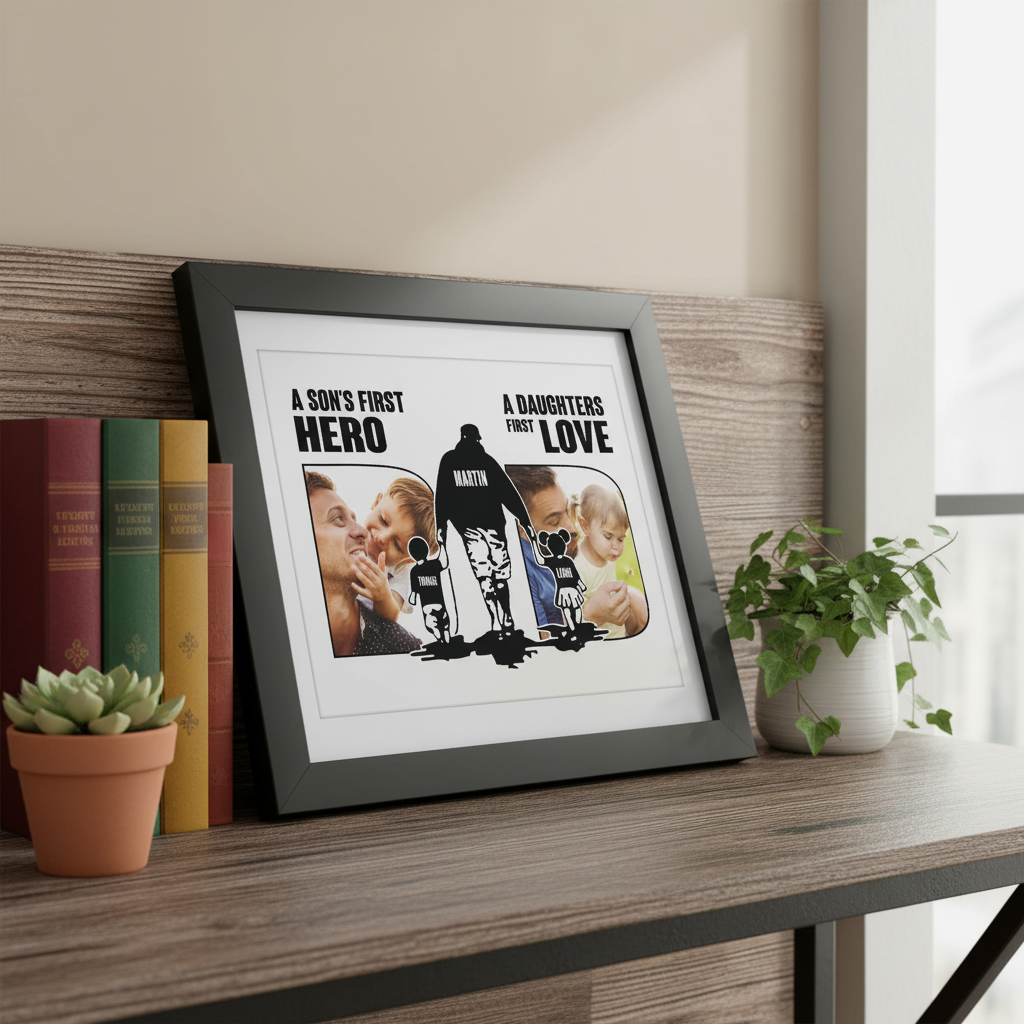Custom Photo A Sons First Hero A Daughters First Love Picture Frame NKDJO