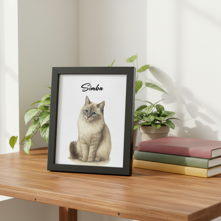 Custom Pet Portrait Photo With Watercolor Style Poster Picture Frame 0TZ2N
