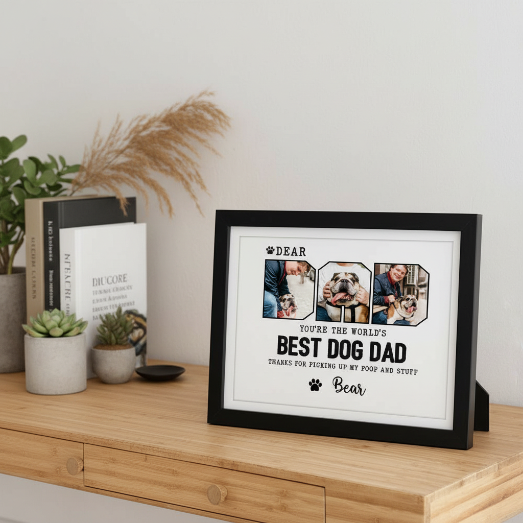Custom Photo Happy Father'S Day Best Dog Dad Picture Frame 9W7E6