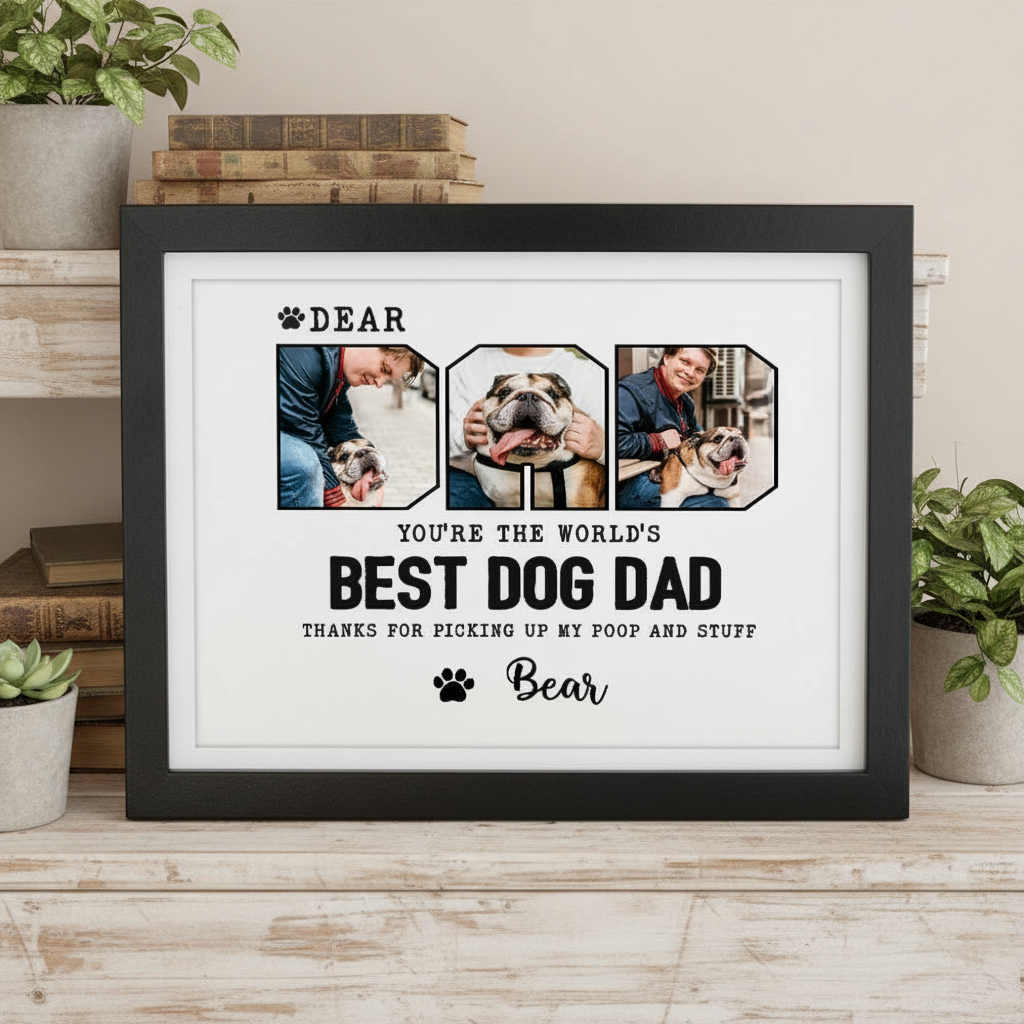 Custom Photo Happy Father'S Day Best Dog Dad Picture Frame AJPKV