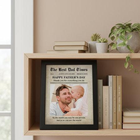 Custom Photo First Father'S Day Newspaper Picture Frame Lm32 S2JL6