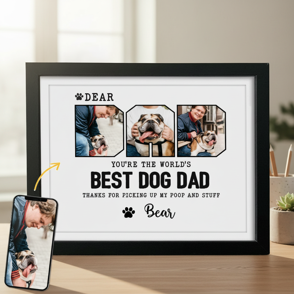 Custom Photo Happy Father'S Day Best Dog Dad Picture Frame AJPKV