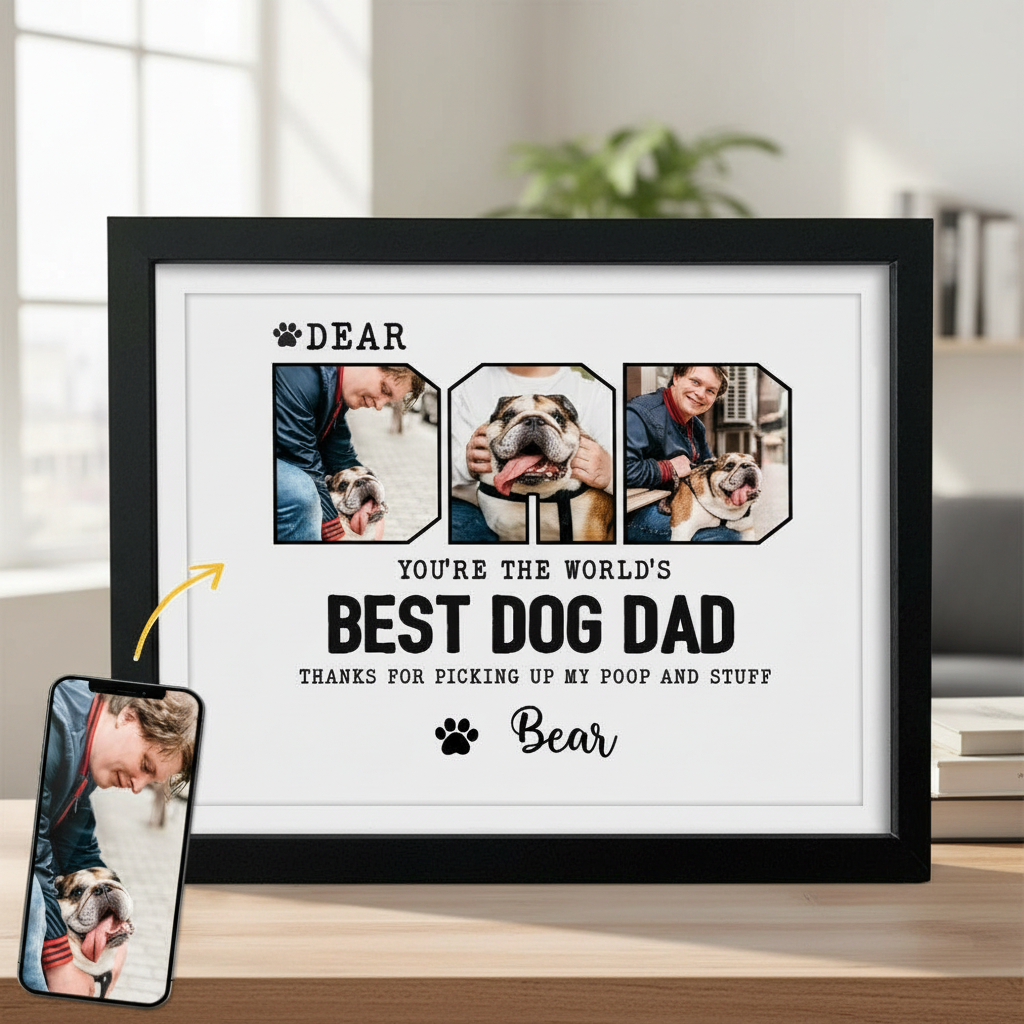 Custom Photo Happy Father'S Day Best Dog Dad Picture Frame 9W7E6