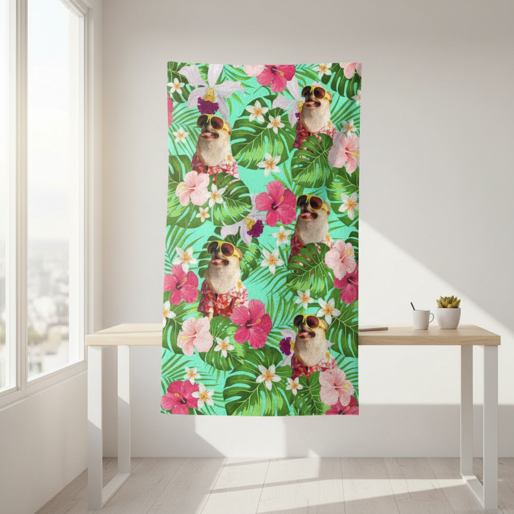 Custom Photo Tropical Style Dog Beach Towel MV2S9