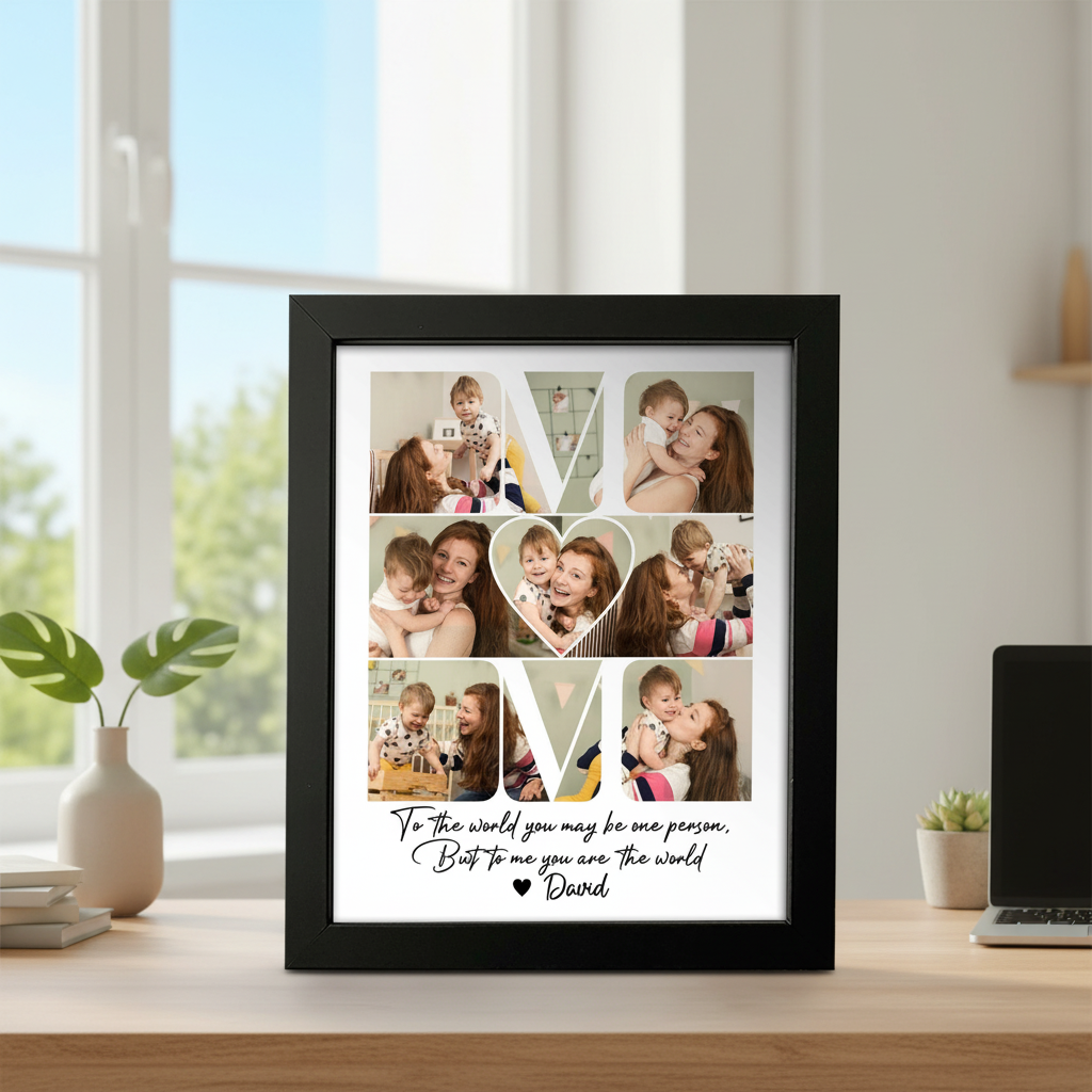 Custom Photo Mom - To Me You Are The World Picture Frame Ha75 4QW60