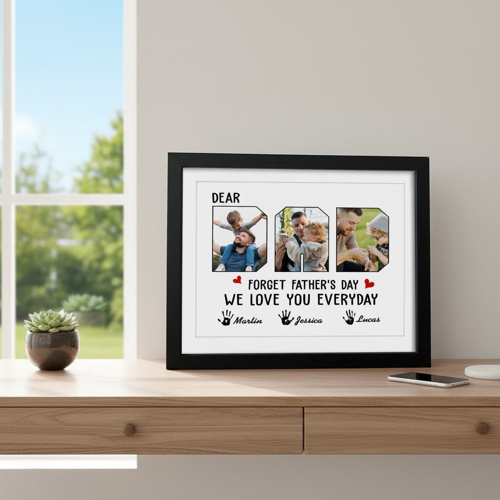 Custom Photo Happy Father'S Day To The Best Dad Picture Frame 09AZZ