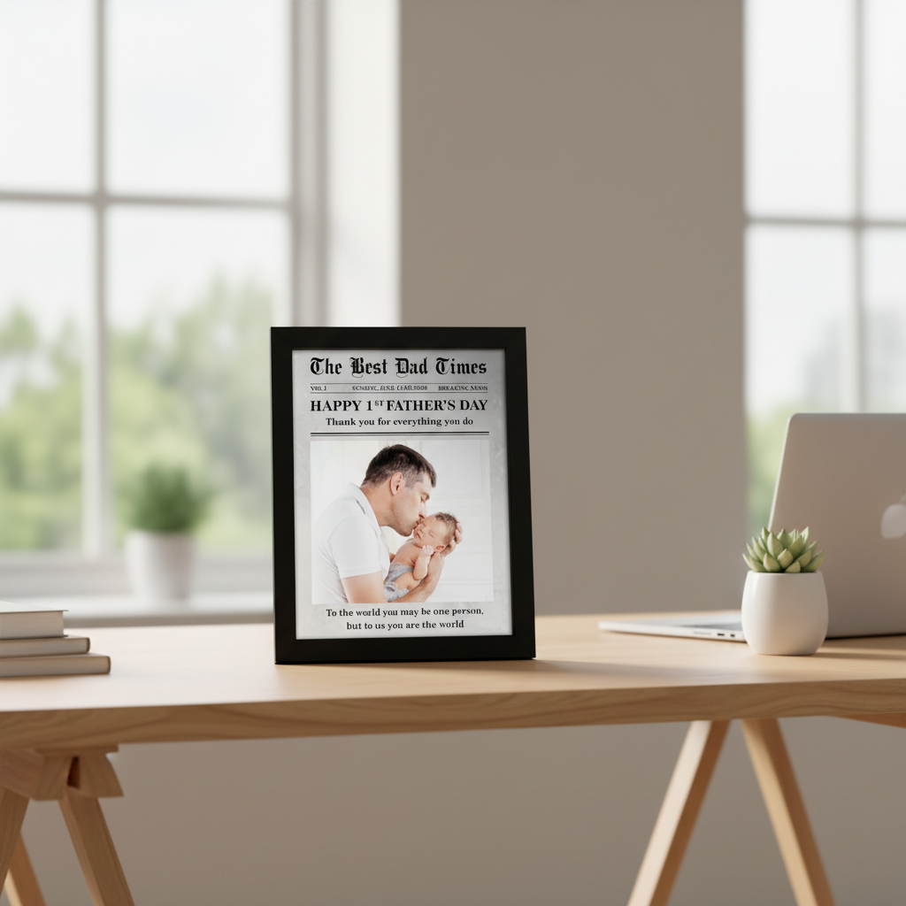 Custom Photo First Father'S Day Newspaper Picture Frame Lm32 S2JL6