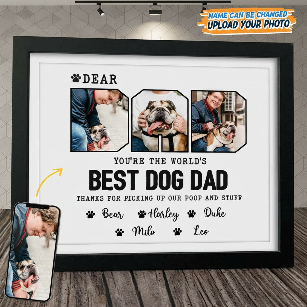 Custom Photo Happy Father'S Day Best Dog Dad Picture Frame AJPKV