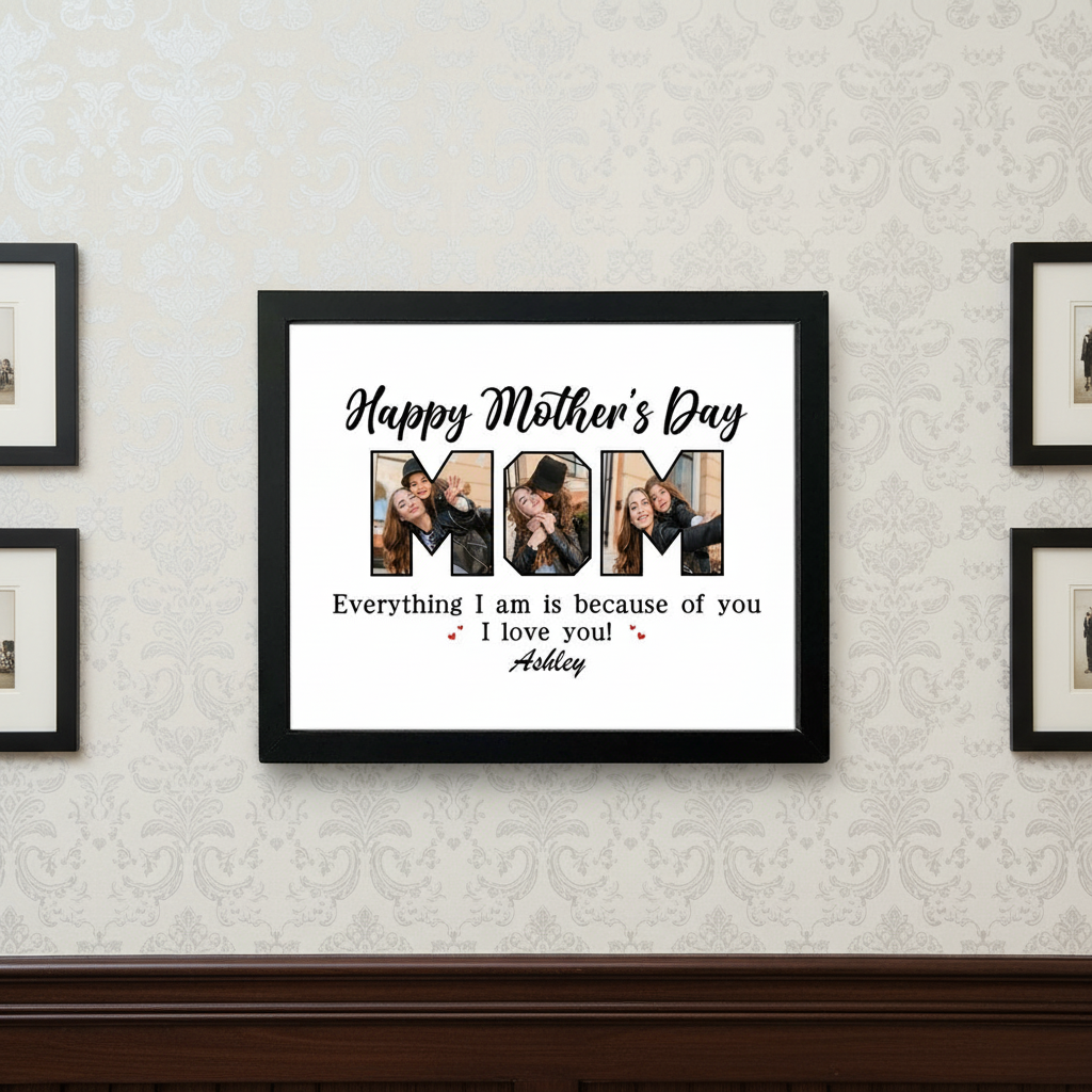 Custom Photo Everything I Am Is Because Of You Picture Frame Mother'S Day Gift Ha75 YTDLV