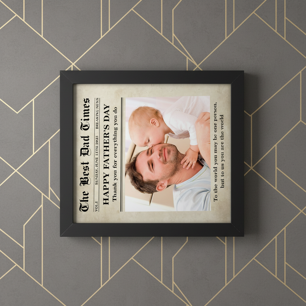 Custom Photo First Father'S Day Newspaper Picture Frame Lm32 JY2MT