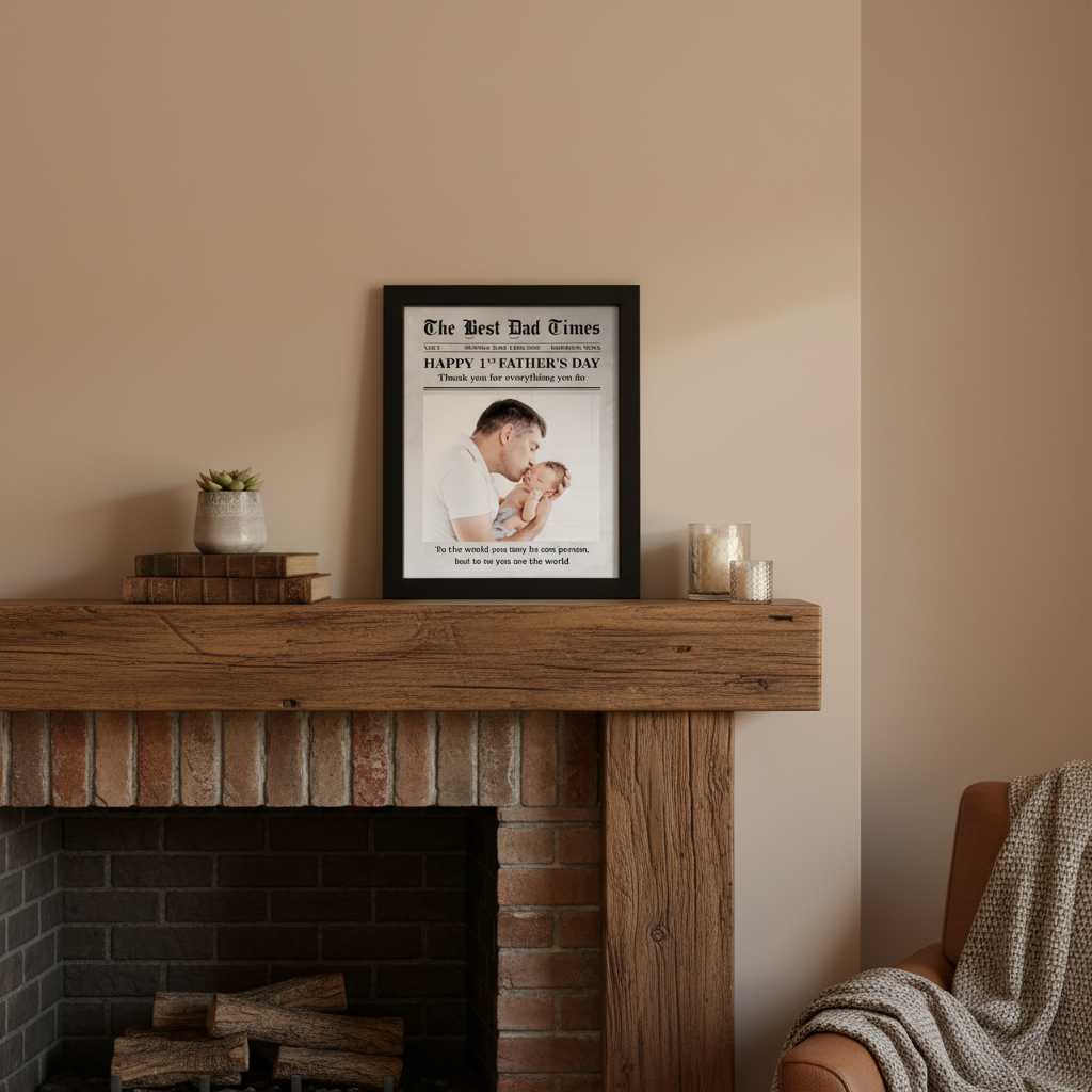 Custom Photo First Father'S Day Newspaper Picture Frame Lm32 S2JL6