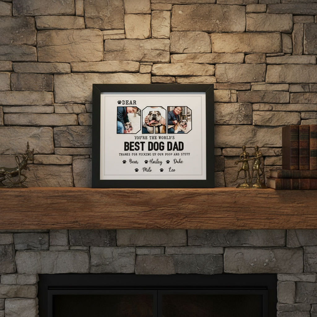 Custom Photo Happy Father'S Day Best Dog Dad Picture Frame AJPKV