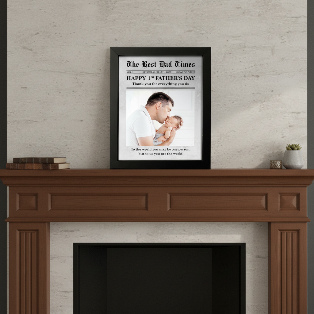 Custom Photo First Father'S Day Newspaper Picture Frame Lm32 JY2MT
