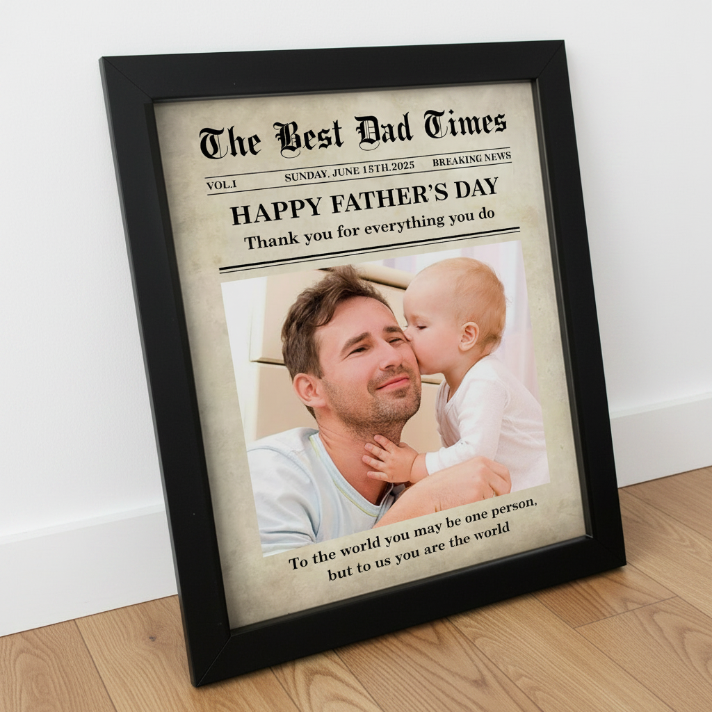 Custom Photo First Father'S Day Newspaper Picture Frame Lm32 JY2MT