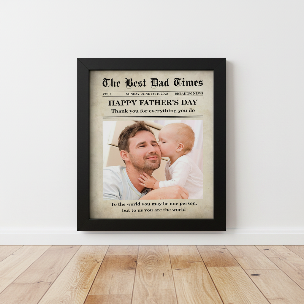 Custom Photo First Father'S Day Newspaper Picture Frame Lm32 S2JL6