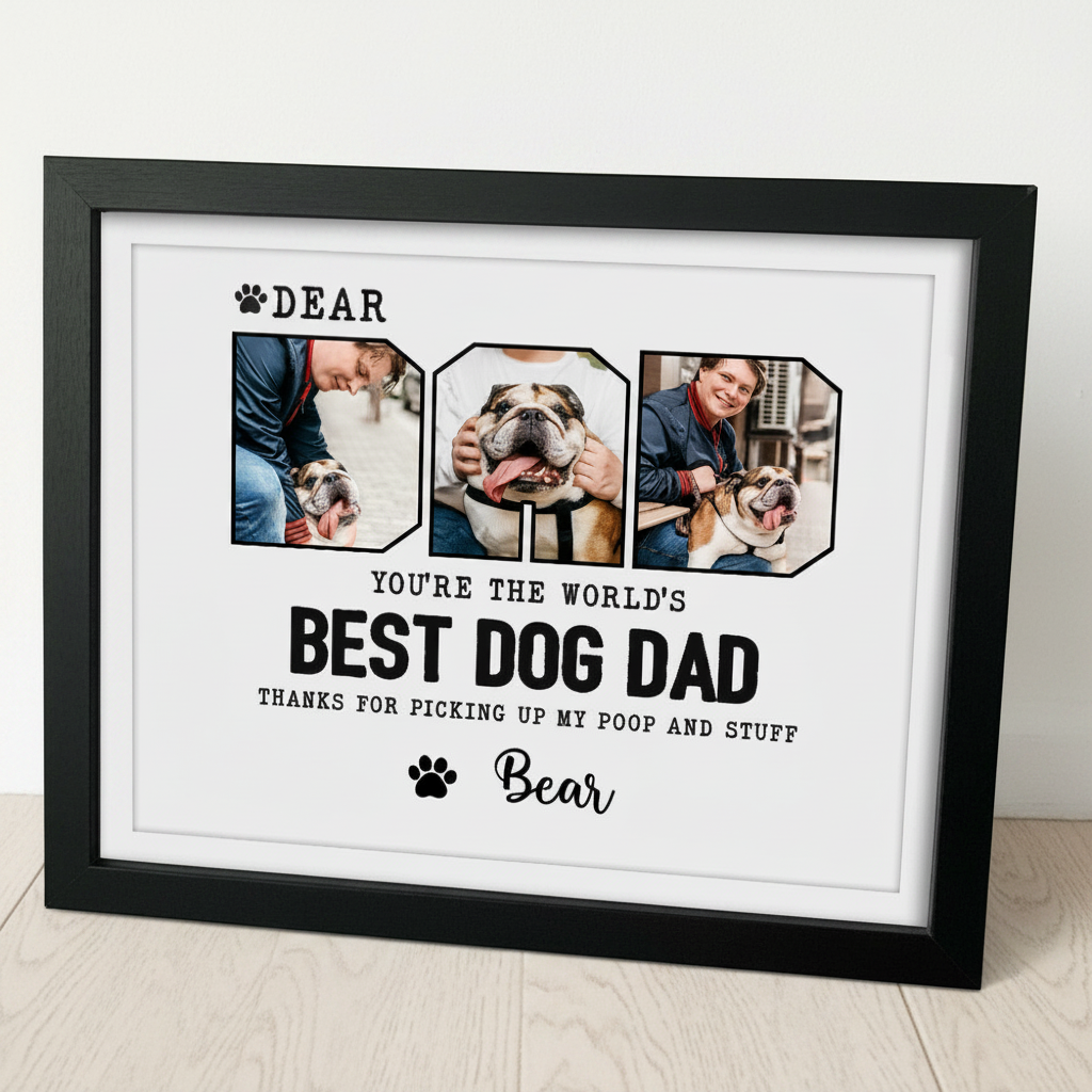 Custom Photo Happy Father'S Day Best Dog Dad Picture Frame AJPKV