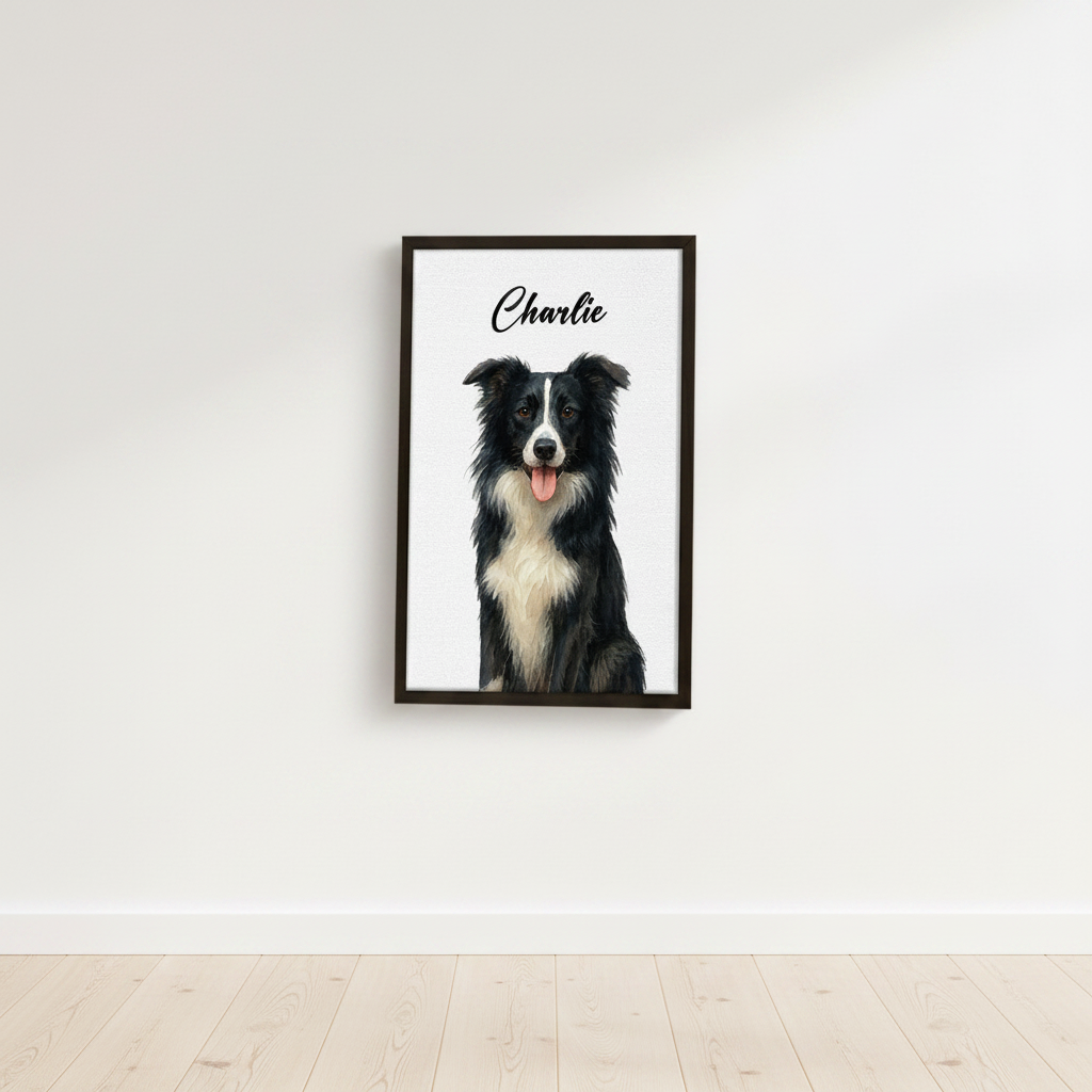 Custom Pet Portrait Photo With Watercolor Style Poster Picture Frame 0TZ2N