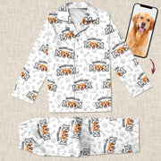 Custom Photo Upload Pajamas with Dog Mom and Paw Print Pattern G84JW