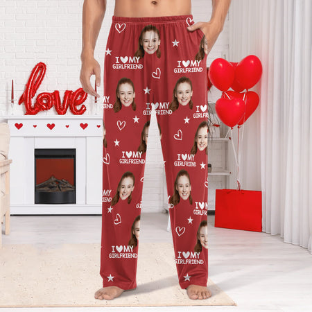 Custom Photo Upload Pajamas with I Love My Girlfriend & Stars JY8OQ