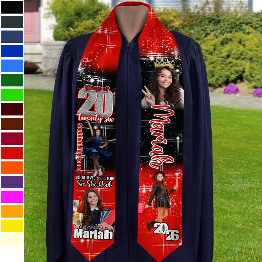 Custom She Believed Could Graduation Stole — Custom Gift HVC2B