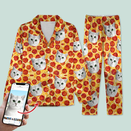 Custom Photo Tie Dye Background Cat Pajamas N304	HCGPJ