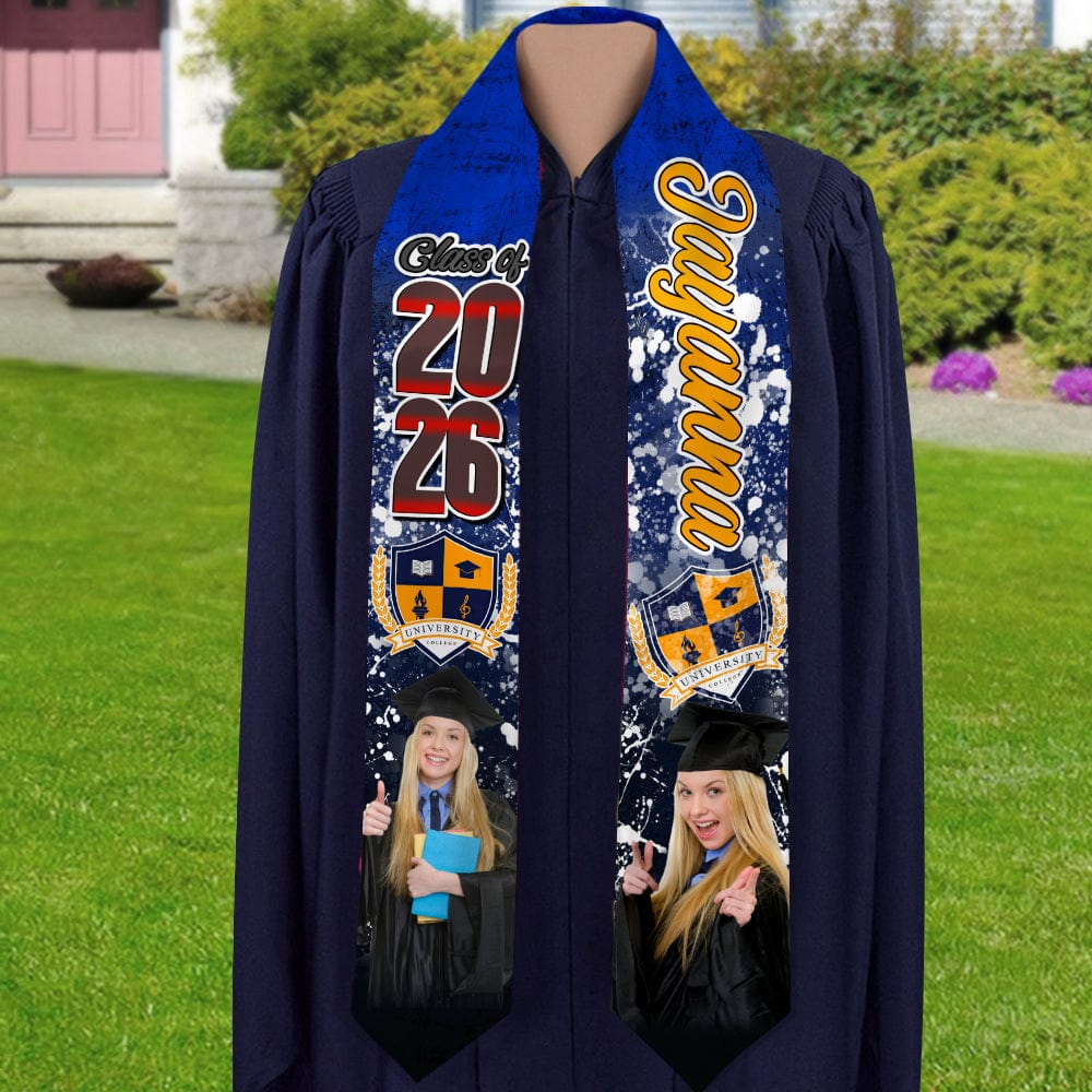 Custom Grunge Graduation Stoles N369 Graduation Stole — Custom Gift P4EHX