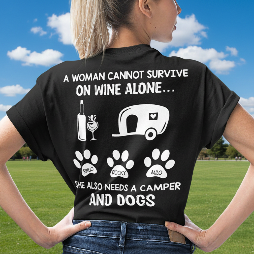 Custom Cannot Survive Wine Alone T-Shirt — Gift for Dog Lovers XCE3Z