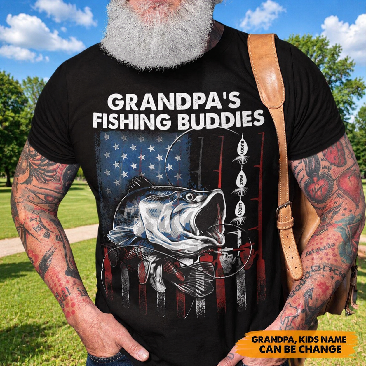 Custom Grandpa Papas Fishing Buddies Garden Flag — Gift for Dad HYXXA