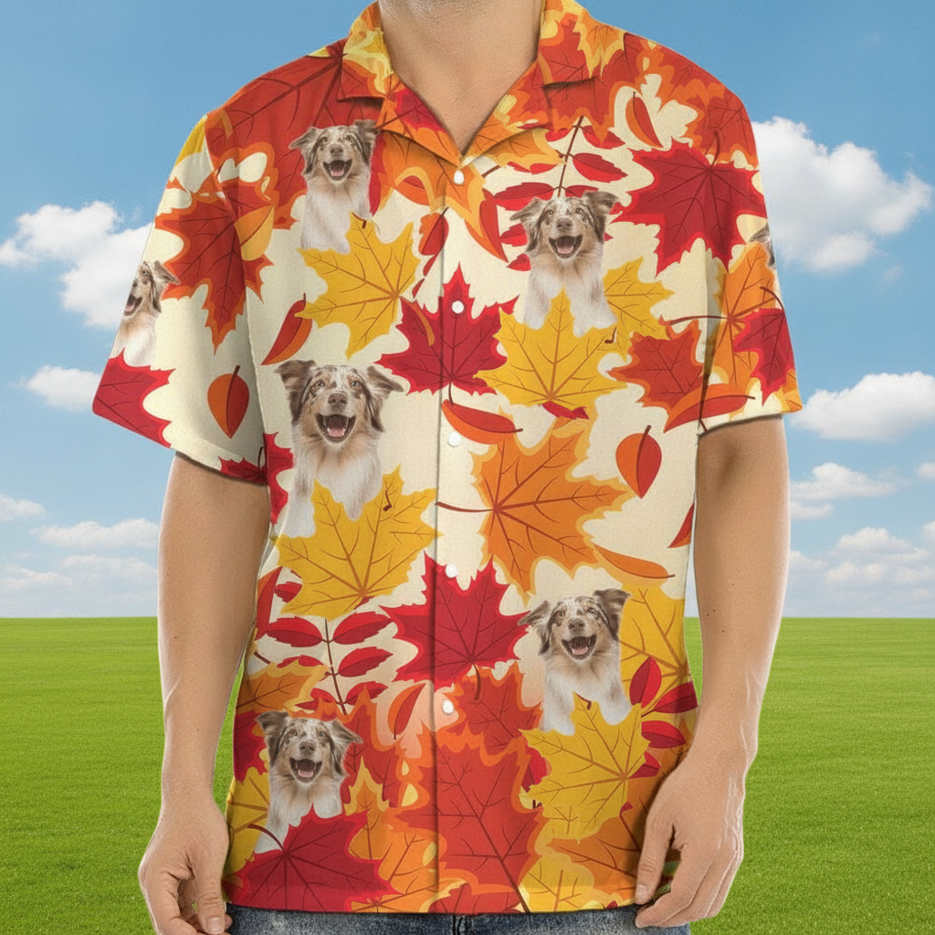 Custom Dog Cat Autumn Hawaiian Shirt — Gift for Cat Lovers T2WZ9