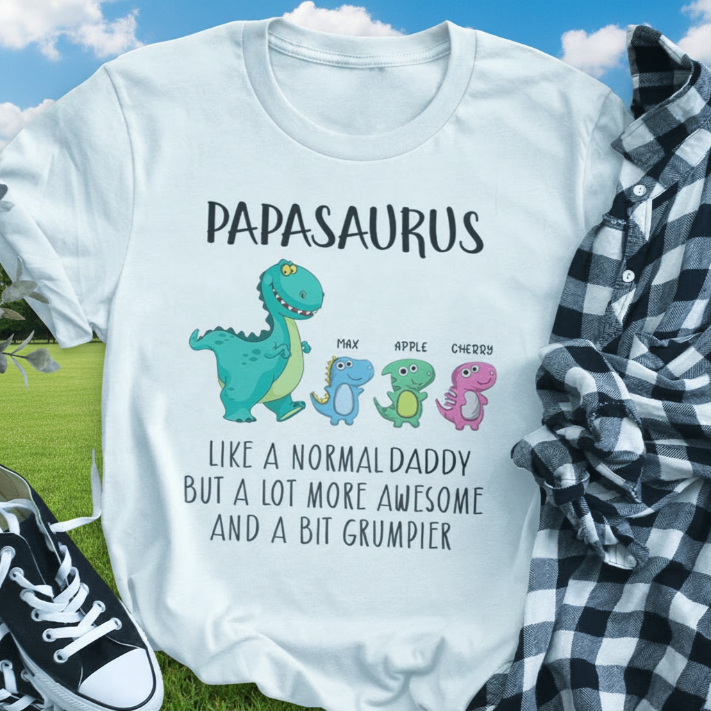 Custom Papasaurus Like Normal Daddy T-Shirt — Gift for Dad XGYBC
