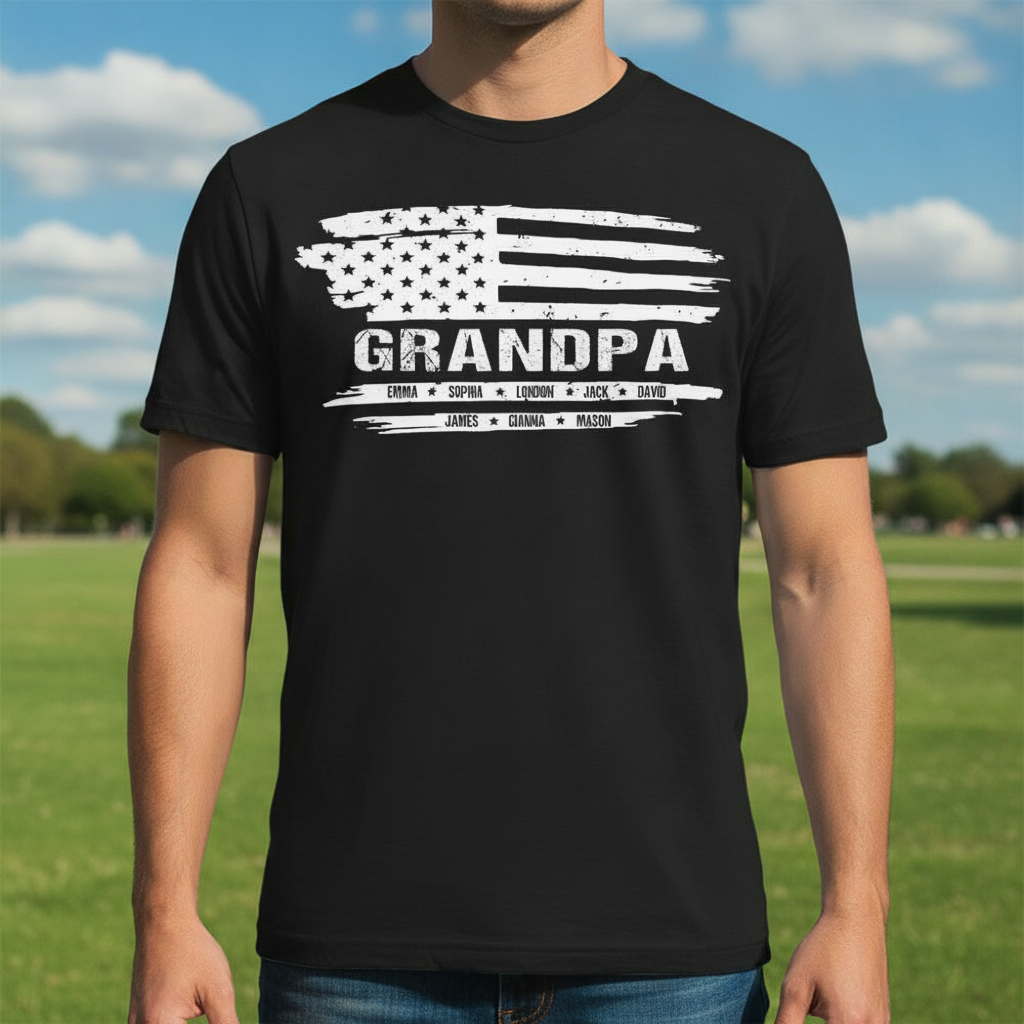 Custom Grandpa American Kids Name Garden Flag — Gift for Dad 7NY6E
