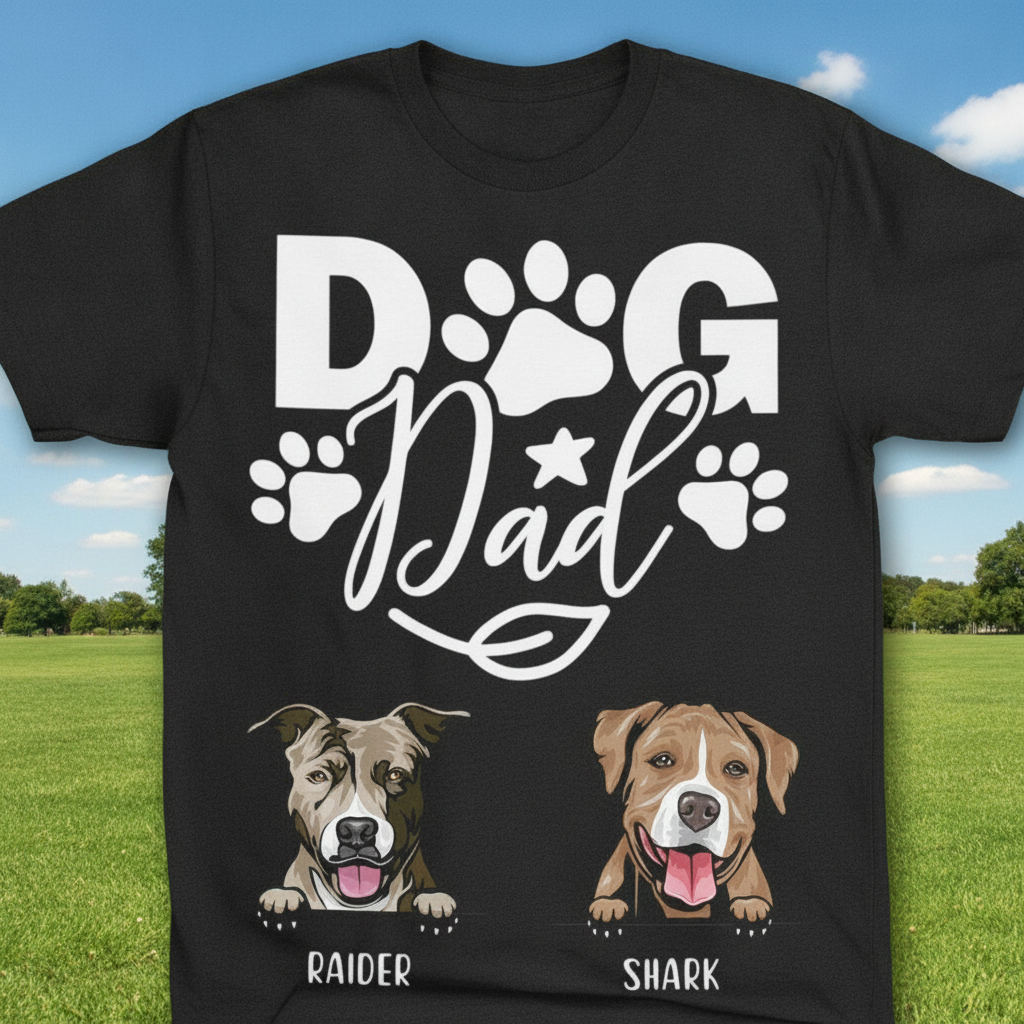 Custom Hn95 Doglovers Dogdad T-Shirt — Gift for Dog Dad EQ5ZG