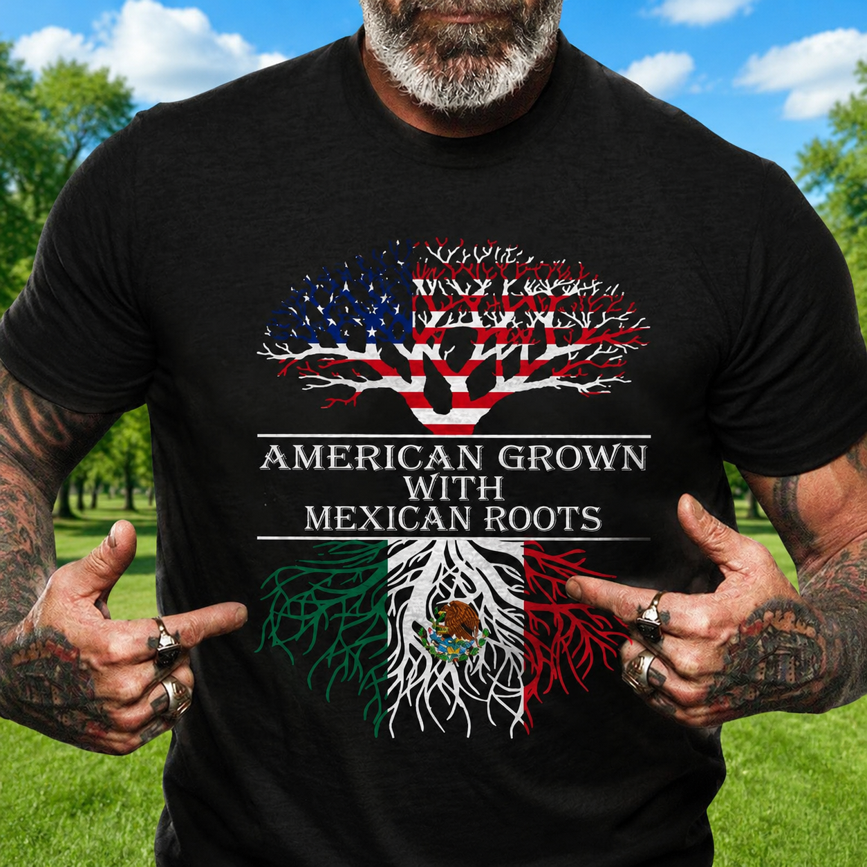 Custom American Grown Mexican Roots T-Shirt — Patriotic Gift 9YTS7